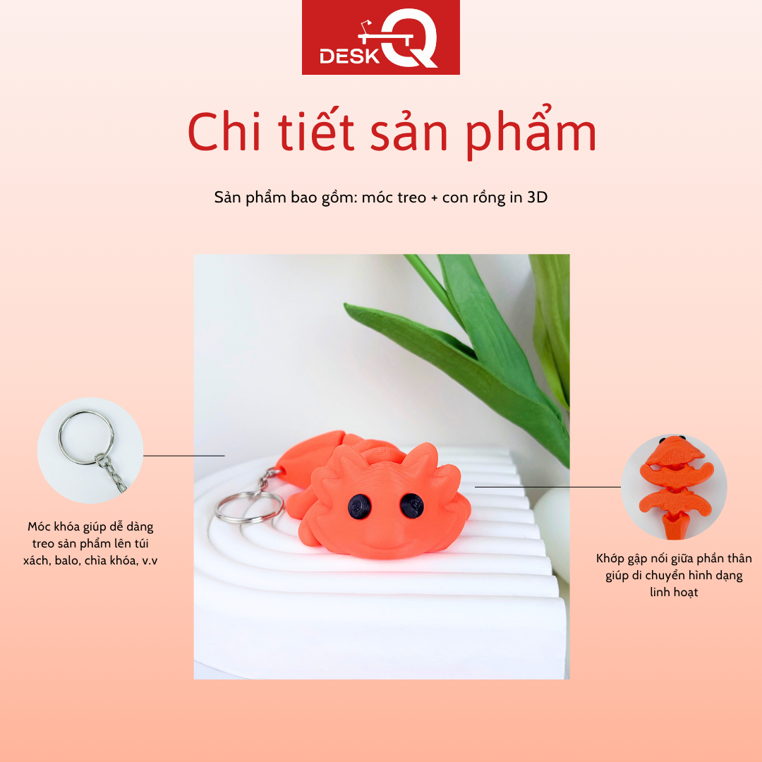 Móc Khóa Rồng Lúc Lắc Dễ Thương, Di Chuyển Khớp Gập Linh Hoạt, Flexi Keychain