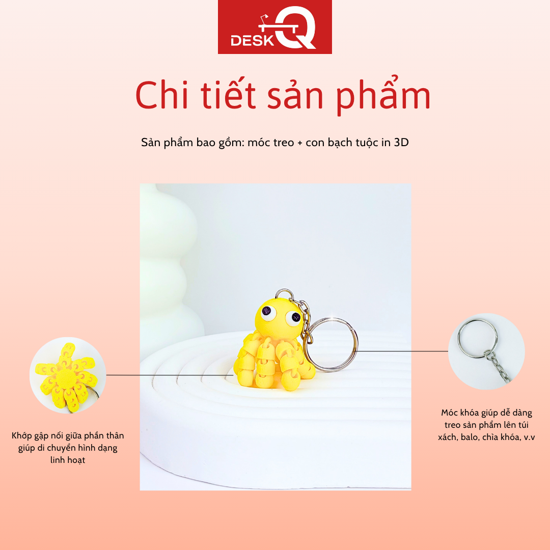 móc khóa bạch tuộc lúc lắc di chuyển linh hoạt