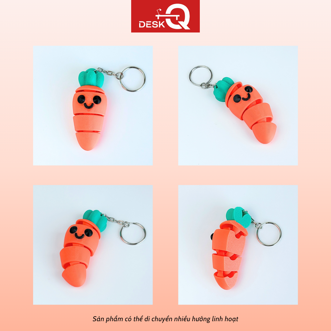 Móc Khóa Cà Rốt Lúc Lắc Đáng Yêu, Di Chuyển Khớp Gập Linh Hoạt, Flexi Keychain