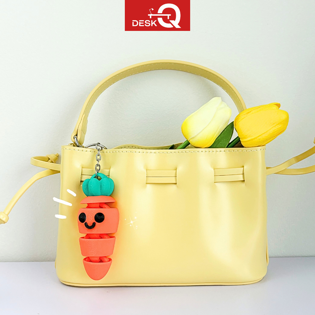 Móc Khóa Cà Rốt Lúc Lắc Đáng Yêu, Di Chuyển Khớp Gập Linh Hoạt, Flexi Keychain