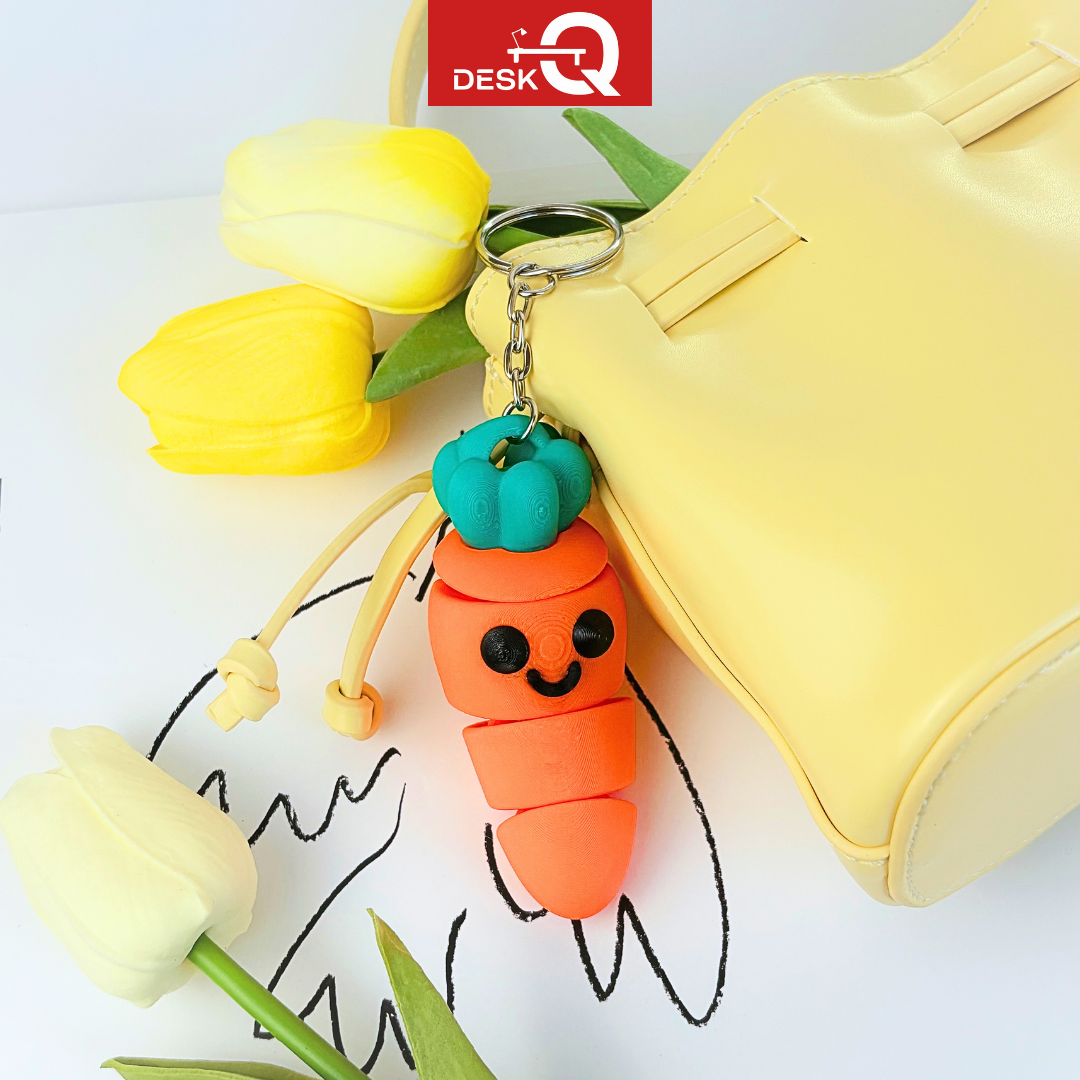 Móc Khóa Cà Rốt Lúc Lắc Đáng Yêu, Di Chuyển Khớp Gập Linh Hoạt, Flexi Keychain