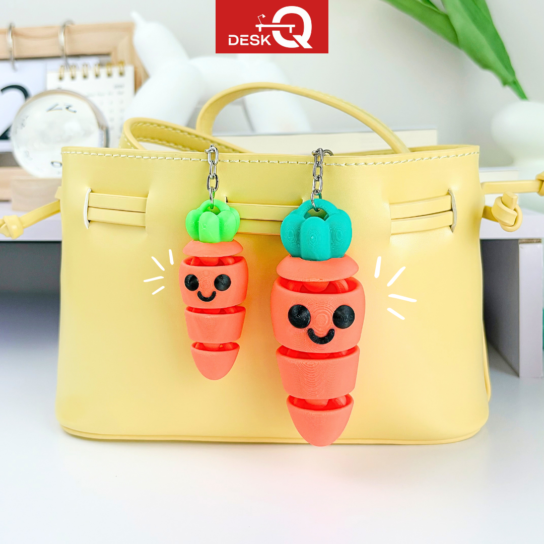 Móc Khóa Cà Rốt Lúc Lắc Đáng Yêu, Di Chuyển Khớp Gập Linh Hoạt, Flexi Keychain