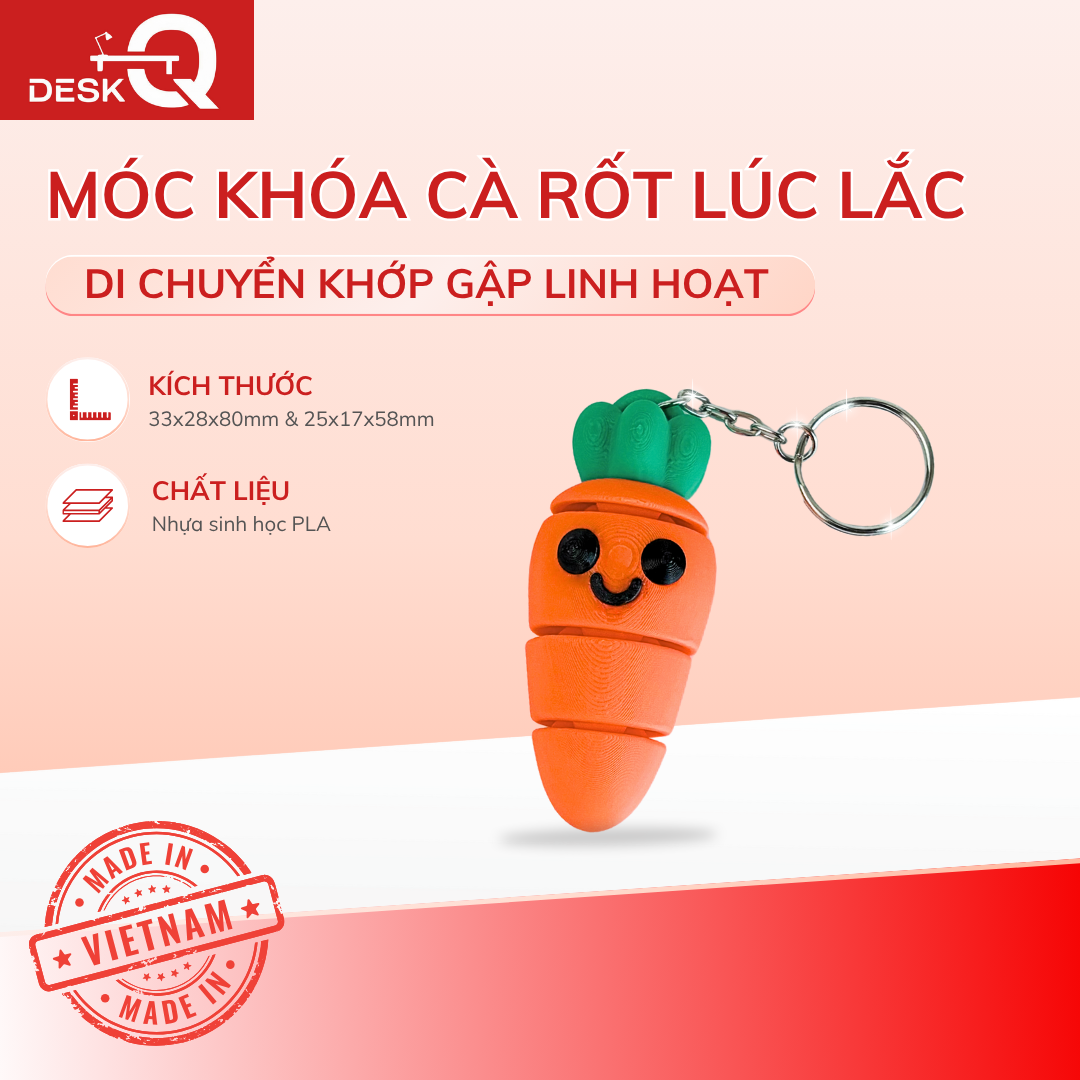 Móc Khóa Cà Rốt Lúc Lắc Đáng Yêu, Di Chuyển Khớp Gập Linh Hoạt, Flexi Keychain