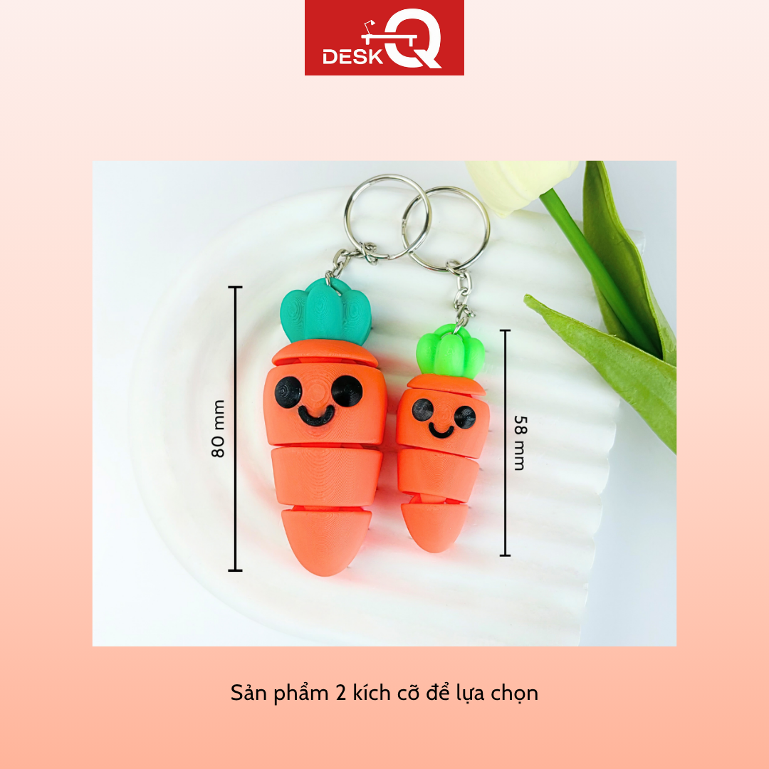 Móc Khóa Cà Rốt Lúc Lắc Đáng Yêu, Di Chuyển Khớp Gập Linh Hoạt, Flexi Keychain