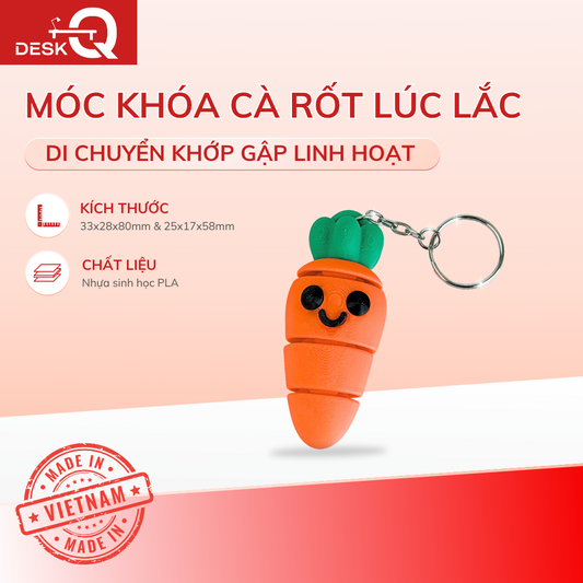 Móc Khóa Cà Rốt Lúc Lắc Đáng Yêu, Di Chuyển Khớp Gập Linh Hoạt, Flexi Keychain