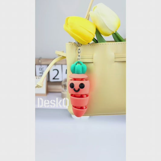 Móc Khóa Cà Rốt Lúc Lắc Đáng Yêu, Di Chuyển Khớp Gập Linh Hoạt, Flexi Keychain